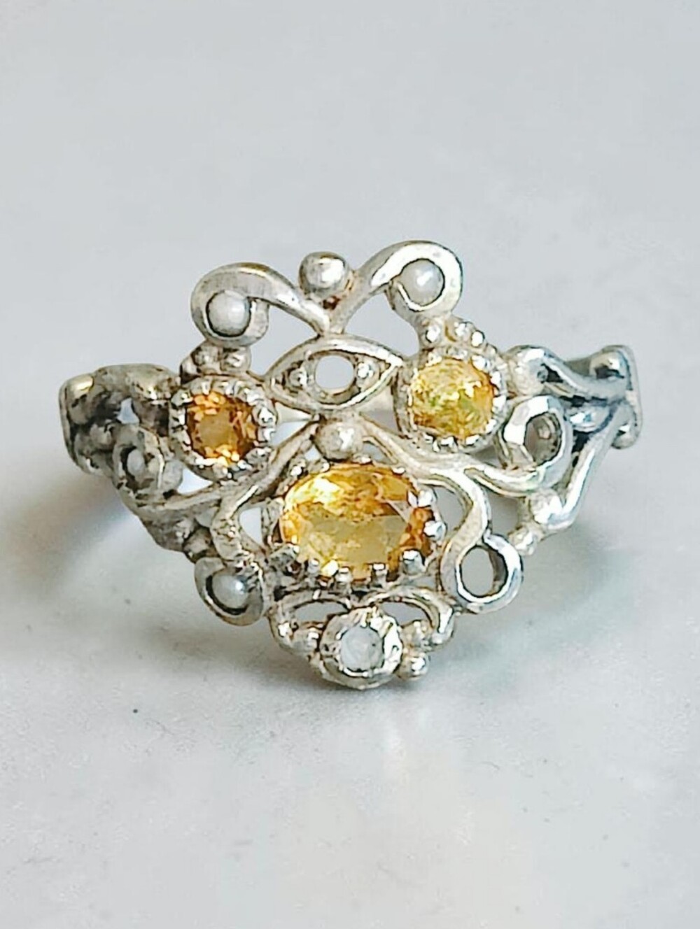 Antique Sterling Silver Citrine Ring
